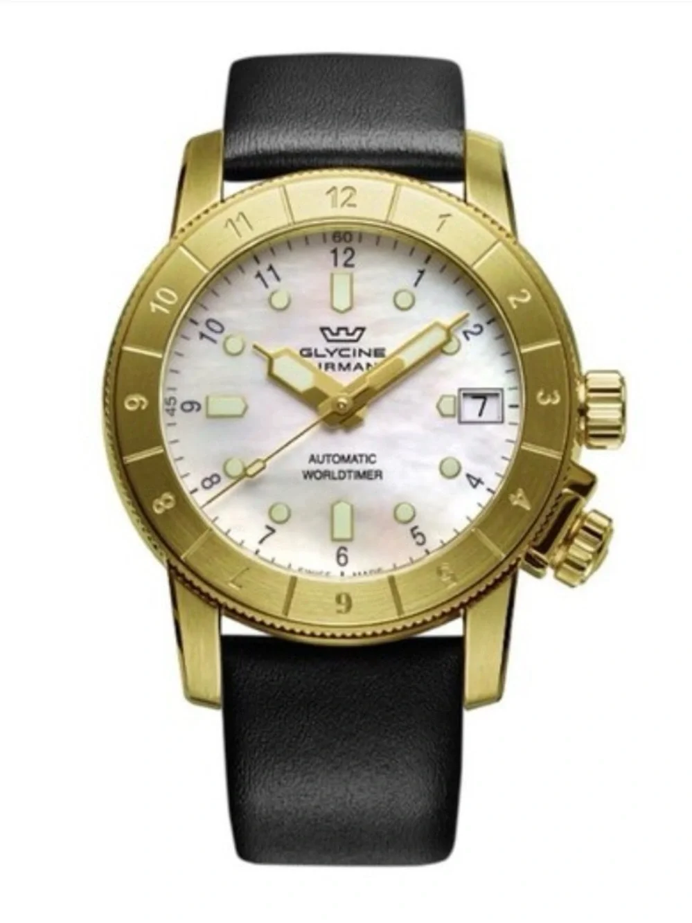 Glycine Airwoman 36 Golden Pearl Automatic Watch Brand New in Box